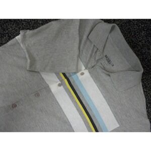 Brooklyn‎ Standard Shirt Mens L Gray Striped Button Up Polo Streetwear Hip Hop